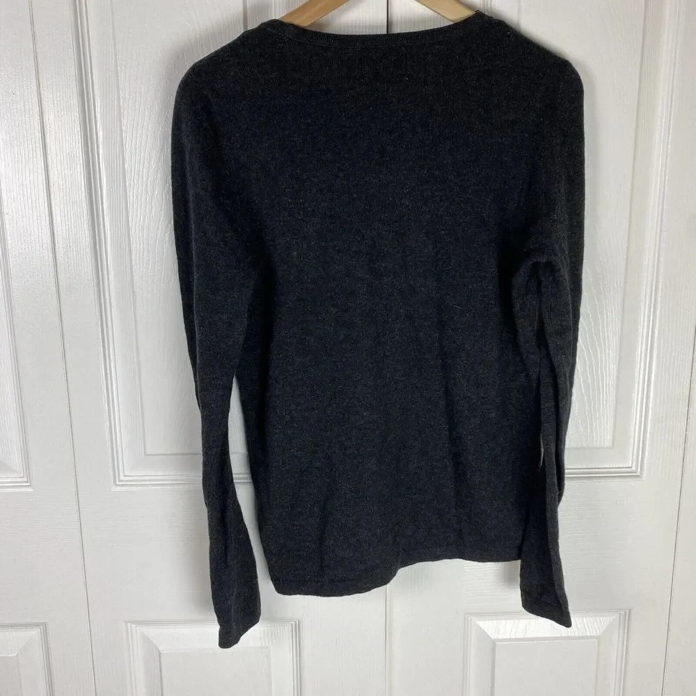 Antoni & Alison M Sweater Pullover Wool Cashmere Reindeer Sequin Gray Christmas